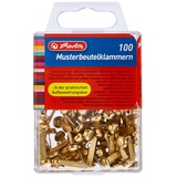 Herlitz 8770307 Musterbeutelklammer, Metall, Rundkopf, 100 Stück in Hängebox, messing