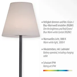 just light. Tischlampe Außen Steckleuchte weiß LED Tischleuchte dimmbar Akku Gartenlampe modern Wegeleuchte, schwarz, Led 2w 100lm 3000k warmweiß, Dxh 16,5x76 cm