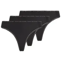 Tommy Hilfiger Underwear Slip 3P THONG (Packung, 3-St., 3er-Pack) mit zarter Spitzenkante am Beinabschluss & Tommy Hilfiger Elastikbund schwarz XS (34)