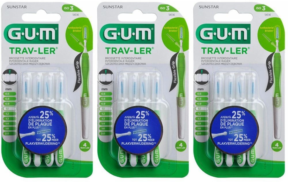 Gum Proxabrush Trav-ler brossette interdentaire 1.1 mm 3x4 pc(s) brosse(s) à dents