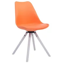 CLP Küchenstuhl Troyes Kunstleder Rund, drehbar, mit runden Holzbeinen orange