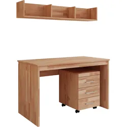 Büromöbel-Set HOME AFFAIRE "Logo", beige (kernbuche teilmassiv), B:120cm T:65cm, Arbeitsmöbel-Sets, passt in verschiedene Einrichtungsstile