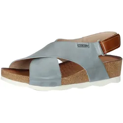 Keilsandalette PIKOLINOS "PIKOLINOS Sandalen Leder", Damen, Gr. 40, blau (denim), Leder, casual, Schuhe