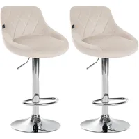 CLP 2er Set Barhocker Lazio Samt creme/chrom