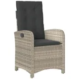 vidaXL Gartensessel mit Kissen Verstellbar Hellgrau Poly Rattan
