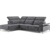 VitaliSpa Ecksofa Loungesofa Boxspringsofa James Anthrazit Relaxfunktion 218x86 cm modern Wohnzimmer Sofa Wohnzimmercouch Loungeecke Polstereckcouch Taschenfederkern USB-Anschluss Fußteil ausfahrbar