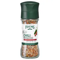 Fuchs Gewürze - Chili-Meersalz Duo - pikantes Gewürz zum Abschmecken oder als Topping für Stullen mit verstellbarem Mahlwerk - 65 g in wiederverwendbarer Mühle