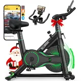 2025 Neu SLUNSE Heimtrainer Fahrrad mit App, Einstellbarer Magnetischer Widerstand Hometrainer Fahrrad, Leise & Bequem Ergometer Heimtrainer mit Hantelablage, LCD-Display, Tablet-Halterung, Bis 180KG