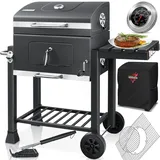 Kesser KESSER® Grill Grillwagen XXL Holzkohlegrill mit Deckel, Rädern, Edelstahl-Griff, Grillrost und Thermometer Holzkohle kohlegrill Wagen groß Kohle BBQ Barbeque Camping, Terrasse, Garten