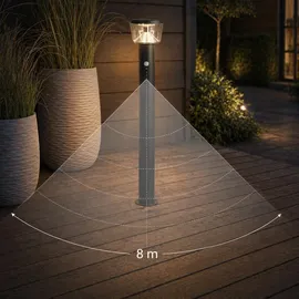 MARELIDA Solarleuchte Stahl H: 94 cm 3 Modi grau