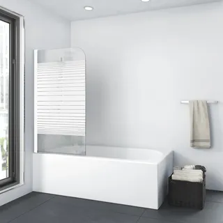 Marwell White Stripes«, mit Sichtschutz, Breite: 125 cm – 1-teilige schwingbare Duschwand in matt weiß