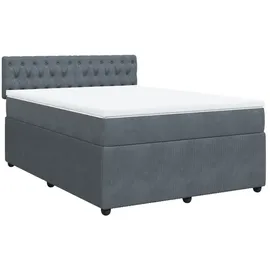 vidaXL Boxspringbett mit Matratze Dunkelgrau 140x200 cm Samt