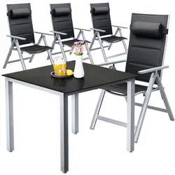 Garten-Sitzgruppe Bern Premium 5-tlg Silber Alu