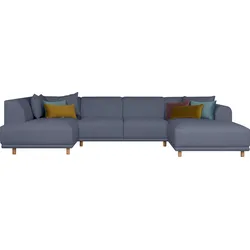 Wohnlandschaft ANDAS "Maroon U-Form", blau, B:358cm H:82cm T:192cm, Struktur grob ( 100% POLYPROPYLEN, Struktur fein ( 100% Polyester), Struktur (100% Polyester), Sofas, in skandinavischem Design, mit losen Kissen