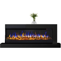 GLOW FIRE Elektrokamin mit Heizung und Kaminfeuer (Wandkamin Edge 36) - elektrischer Kamin mit LED-Feuer in 3 Farben, Heizlüfter, Deko & Fernbedienung - zum Aufhängen an der Wand - 127x61 cm, Schwarz