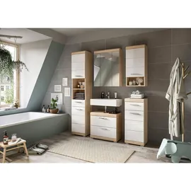 xonox.home Hängeschrank Schrank in weiß Hochglanz und Sonoma Eiche hell, B/H/T: 74x79x24 cm