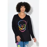 Angel Of Style by Happy Size Angel of Style Damen große Größen Übergrößen Plus Size Langarmshirt, Bequeme Passform, farbige Totenkopf schwarz 50 845748100-50 - 50