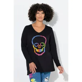 Angel Of Style by Happy Size Angel of Style Damen große Größen Übergrößen Plus Size Langarmshirt, Bequeme Passform, farbige Totenkopf schwarz 50 845748100-50 - 50