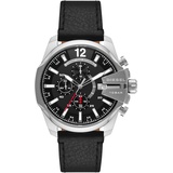 Diesel Chronograph Baby Chief, Chronographenwerk, 43mm Silbernes Edelstahlgehäuse mit Lederarmband, DZ4592