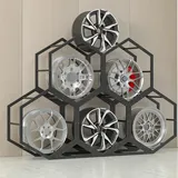 Reifenregal Reifenständer Felgen-Reifenständer für Garage, Haus Messe Autowerkstatt Floor Standing Tyre Hexagon Display Stand, Dreieckiger Eisenfuß Rad-Organizer-Halter ( Size : 5+2(204x39x137cm) )