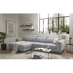 Ecksofa ED EXCITING DESIGN "Barura L-Form", grau (hellgrau), B:333cm H:90cm T:194cm, 92% Polyester, 8% Nylon, Sofas, frei im Raum stellbar