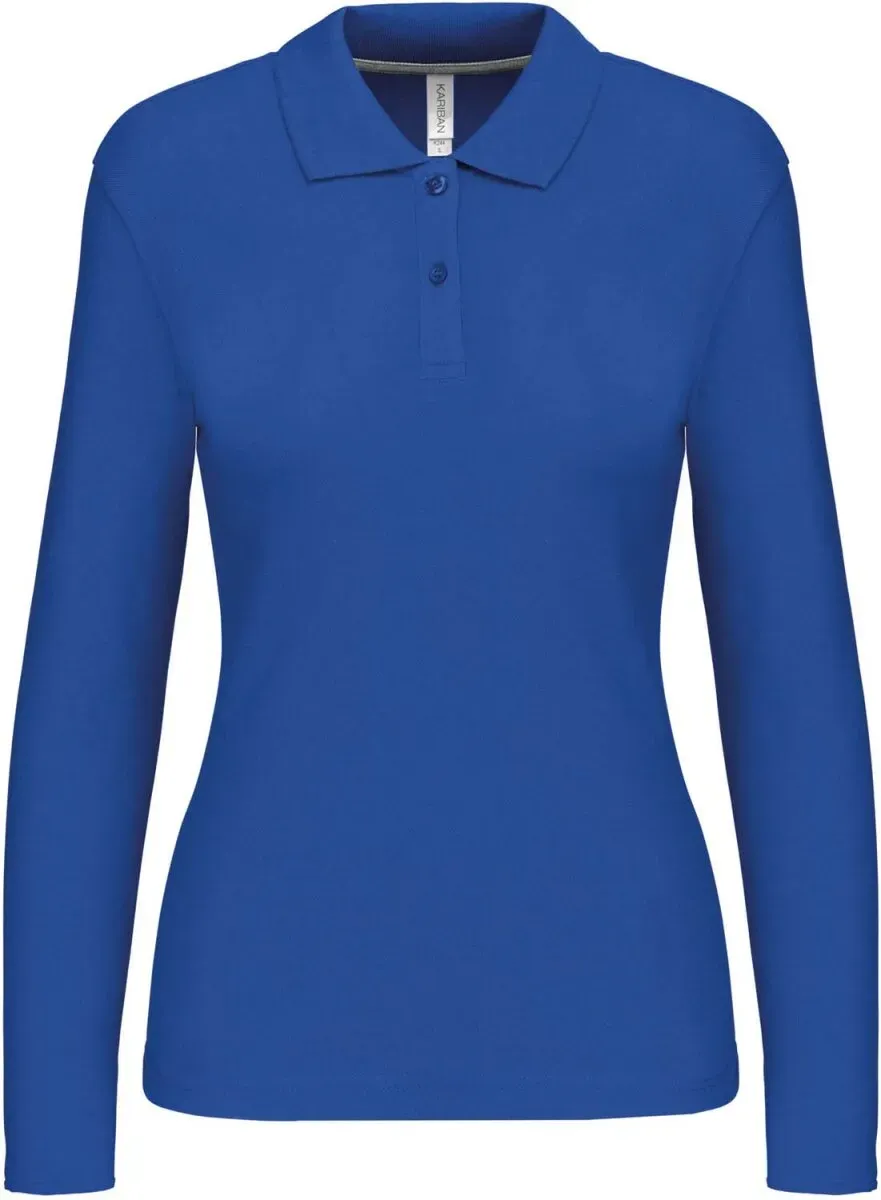 Kariban Damen Piqué Polo langarm K244 light royal blue S