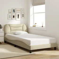 Bettgestell ohne Matratze Creme 100x200 cm Stoff