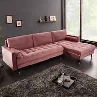 riess-ambiente Elegantes Ecksofa COZY VELVET 260cm altrosa Samt Federkern 3er-Sofa Eckcouch Wohnlandschaft Sofa Couch - Rosa