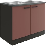 OPTIFIT Spülenschrank Palma Breite 100 cm, inklusive Einbauspüle rot