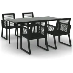 vidaXL 5-tlg. Garten-Essgruppe Schwarz PVC Rattan