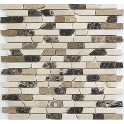 Mosani Bodenfliese Mosaik Marmor Naturstein beige braun creme Brick Castanao Wand Küche