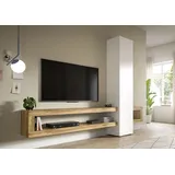 INOSIGN Wohnwand »Zolder, Breite 240 cm, push-to-open, 1 Tür, 3 Einlegeböden,«, (2 St.), 2 offene Fächer, TV-Wand, Media-Möbel, TV-Möbel, Wohnzimmermöbel, weiß