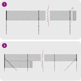 vidaXL Maschendrahtzaun Anthrazit 1,8x25 m Verzinkter Stahl vidaXL