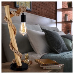 etc-shop LED Tischleuchte, Leuchtmittel nicht inklusive, Tischlampe Tischleuchte Holzlampe Vintage Hanfseil Schlafzimmerlampe braun
