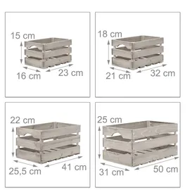 Relaxdays Holzkiste 4er Set grau