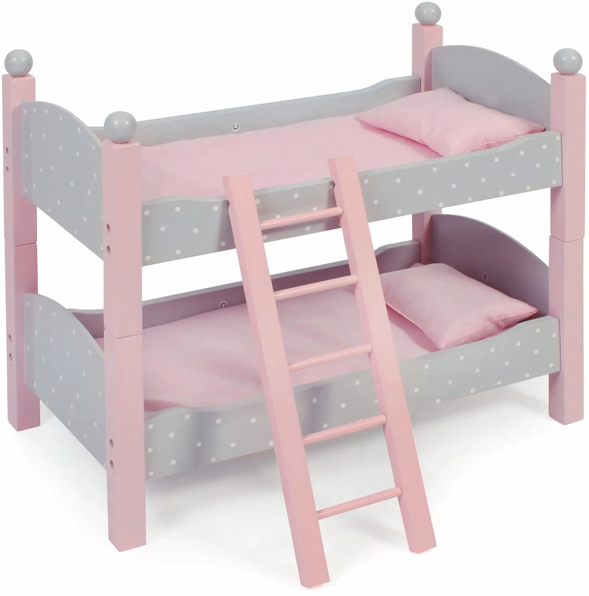 Puppenbett CHIC2000 "Puntos Grey" Puppenmöbel grau (puntos grau) Kinder auch als zwei Einzelbetten verwendbar