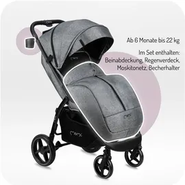 MOMI MIYA Kinderwagen in Grau - leicht, mit verstellbarer Fußstütze - Grau