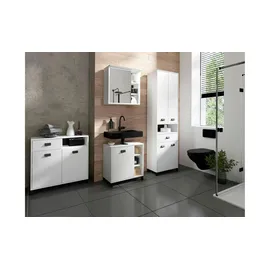 byLIVING Waschbeckenunterschrank Wellness 60 x 62 cm Weiß/Schwarz