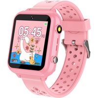 Retysaz Kinder Smart Watch 24 Spiel 10-Geschichten Smart Watch für Kinder Schrittzähler Telefon Smartwatches für Kinder Große Geschenke für Mädchen Jungen (Pink-M1)