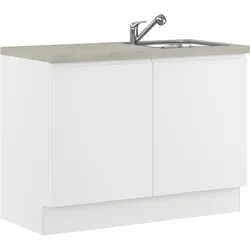 Mehrzweckschrank-Set IMPULS KÜCHEN "Warschau", weiß mit beton, optik natur, B:120cm H:91,8cm T:60cm, Holzwerkstoff, Pulverlack, Kastenmöbel-Sets, Vielfältige Varianten verfügbar; kombinierbar mit anderen Artikeln