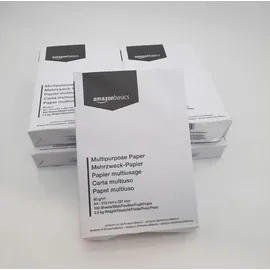 Amazon Basics Druckerpapier, DIN A4, 80 g/m2, 2500 Stück, 5 Packungen mit 500, Weiß
