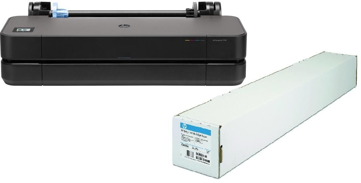 Bundle mit HP A1 Papierrolle HP DesignJet T250 Tintenstrahl-Großformatdrucker + HP A1 Papierrolle