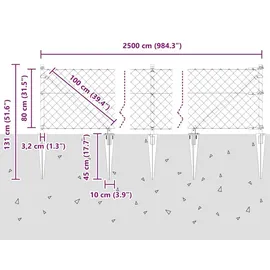vidaXL Zaunpfosten 25 x 0,8 m Grau/Stahl