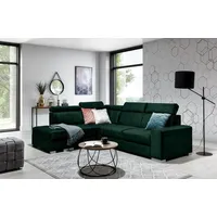 Fun Möbel Ecksofa Ecksofa Schlafsofa NOLAN inkl. USB-Anschluss, inkl. Bettkasten, Kopfteil verstellbar, Rundumbezug, inkl. USB-Anschluss grün