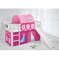 Lilokids Hochbett Hochbett JELLE mit Rutsche & Vorhang Eiskönigin Frozen Elsa & Anna 190 cm