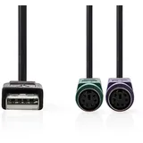 Nedis CCGB60830BK03 0,3 m USB 2.0 USB-A Stecker 2x PS/2 Buchse 480 Mbps 0.30 Vernickelt - Rund - PVC - Schwarz