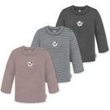 normani Outdoor Sports 3er Pack Baby Merino Longsleeve Taupo in Anthrazit/Grau/Rosa | Gr.: 110/116