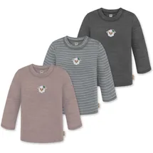normani Outdoor Sports 3er Pack Baby Merino Longsleeve Taupo in Anthrazit/Grau/Rosa | Gr.: 110/116