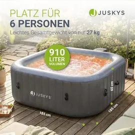 Juskys SpaLuxe 185 x 185 Grau/Blau inkl. LED-Beleuchtung