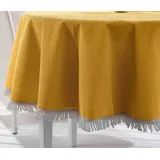 Beautex Tischdecke Weichschaum wetterfest für Garten Balkon Terrasse mit Fransen (1-tlg), Pflegeleicht, Strapazierfähig, Formstabil, Langlebig gelb Eckig | 130 cm x 180 cm
